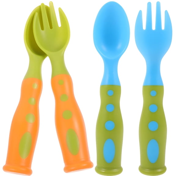 ACDANC 2 Sets Flatware Toddler Utensils Baby Spoon and Fork Boxed Plastic Baby Toddler