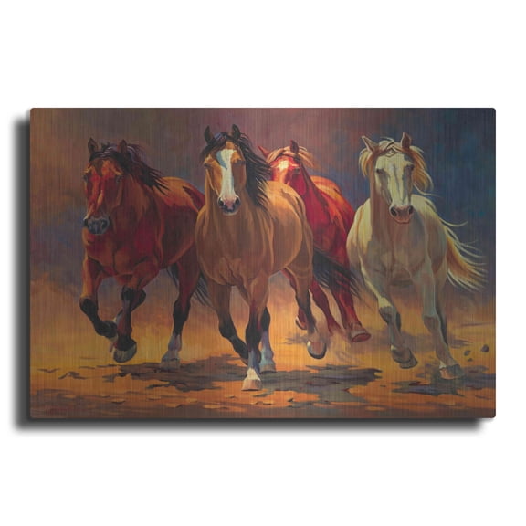 Luxe Metal Art 'Hoofbeats and Heartbeats' by Nancy Davidson, Metal Wall Art, 16"x12"