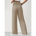 thumbnail image 4 of Women's Pants Fashion Casual Pants For Women Casual Striped Wide Leg Drawstring Elastic Waist Dress Palazzo With Pockets, 4 of 5