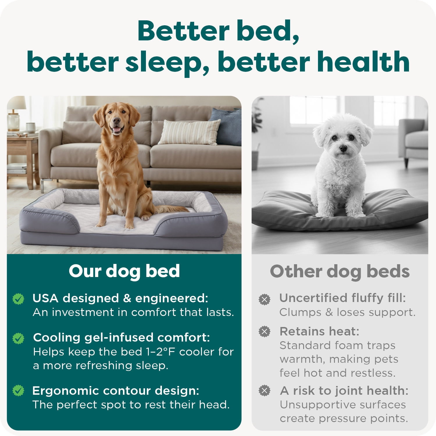 FurHaven Cooling Gel Dog Bed for Large Dogs, Perfect Comfort Sofa Bed with Cool Gel-Top Foam with a Solid Orthopedic Foam Base for Joint Support, Washable Cover, Jumbo XL, Plush & Velvet Granite Gray