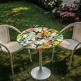 thumbnail image 3 of SEANATIVE 2 PCS Cocktail Table Cloth 24 x 24 Inch Round Cocktail Tablecloth with Elastic Edged Fitted Spandex Small Round Table Topper Covers for Picnic Party Bar Pub, Pink Yellow White Lily Flower, 3 of 7