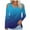 Blue, variant on Jalioing Women's Long Sleeve Fashion Shirts Cold Shoulder Cross V Neck Casual Blouses Gradient Spring Summer Tops