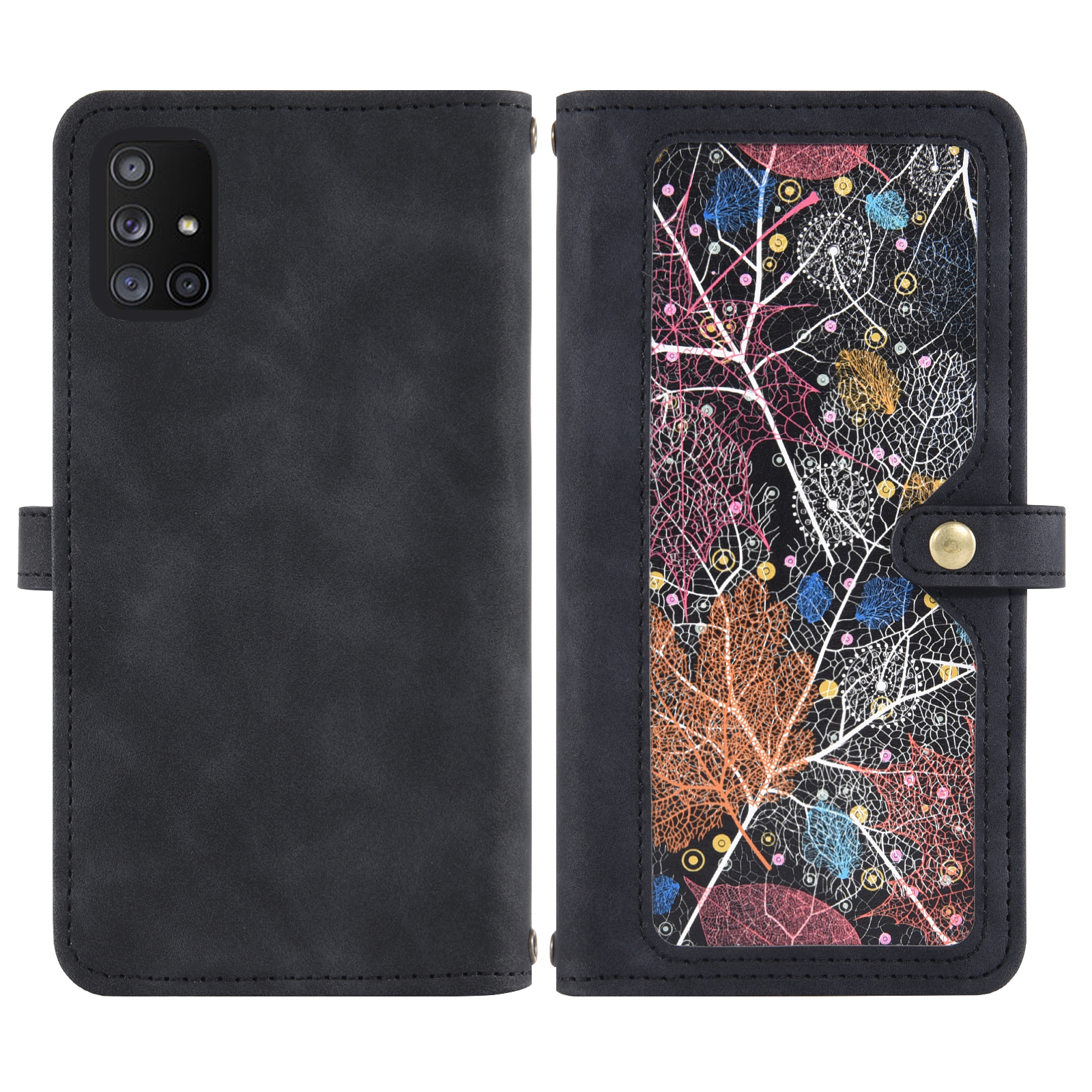 Asuwish Phone Case for Samsung Galaxy A71 5G Wallet Cover With Tempered Glass Screen Protector Crossbody Wrist Strap Flip Pattern Zipper Credit Card Holder Stand Cell A 71 G5 71A S71 Women Men Black
