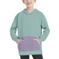 thumbnail image 6 of CLOISE Hoodies for Girls Boys Youth Long Sleeve Hooded Sweatshirt Tops with Pocket Color Block Outfits Fall Winter Clothes Green 9T, 6 of 7