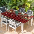 thumbnail image 2 of Christmas Plaid Table Cloths for 5 Foot Rectangle Tables, Xams Tree Winter Poinsettia Pine Cones Patio Waterproof Elastic Fitted Tablecloths, Washable Rectangular Table Cover for Camping, 2 of 8