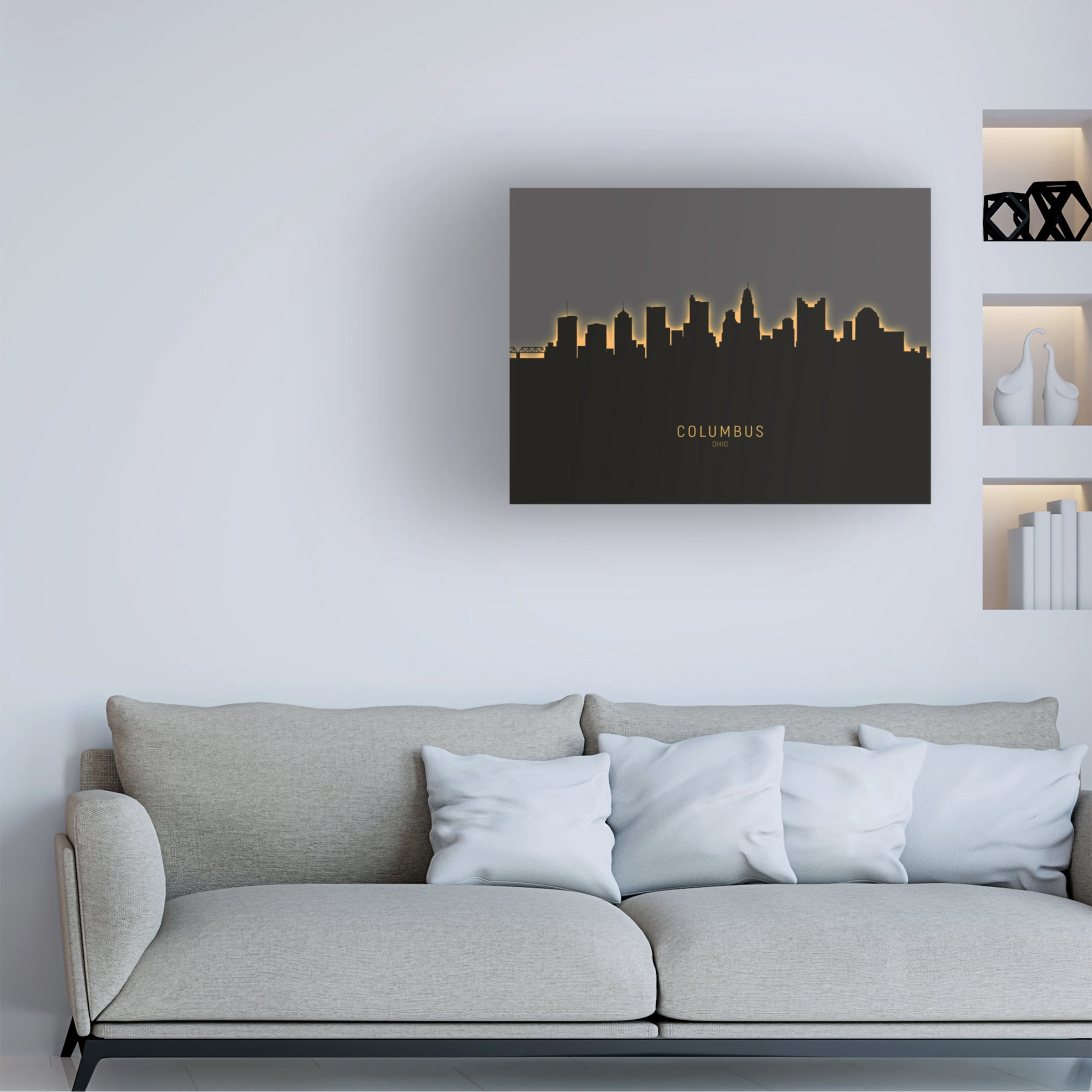 Michael Tompsett 'Columbus Ohio Skyline Glow II' Canvas Art