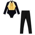 thumbnail image 6 of iiniim Girls Dance Unitard Ice Skating Outfits Long Sleeve Gymnastics Leotard with Yoga Leggings Pants Set Activewear Gold 8, 6 of 7