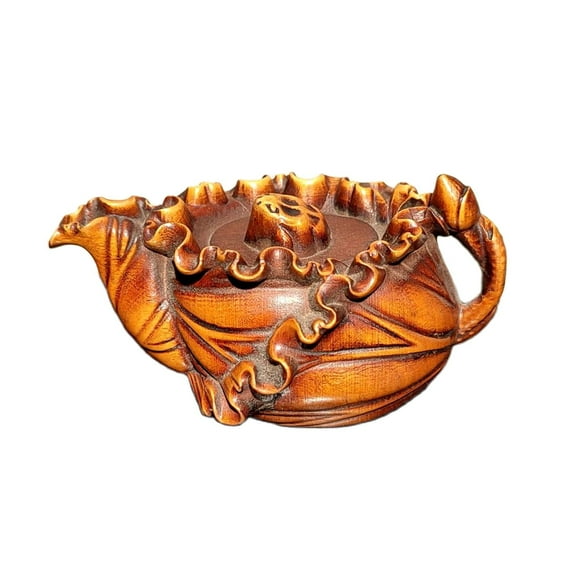 Mahjong luck pot playing wooden Carved wood carving pet flower desk home decor gift souvenir amusing