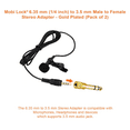 thumbnail image 6 of 2pcs 6.35mm Plug to 3.5mm Socket - 1/4 to 1/8 inch Stereo Audio Jack Adapter - Converts Audio from Amplifiers, Guitar, Piano, Drums, Speakers & Mic that use 6.35mm to 3.5mm Port - by Mobi Lock, 6 of 7