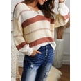thumbnail image 4 of Sidefeel Womens Stripe Color Block Knitwear Sweater Winter Loose Slouchy Pullover Jumper Tops L 12-14, 4 of 10