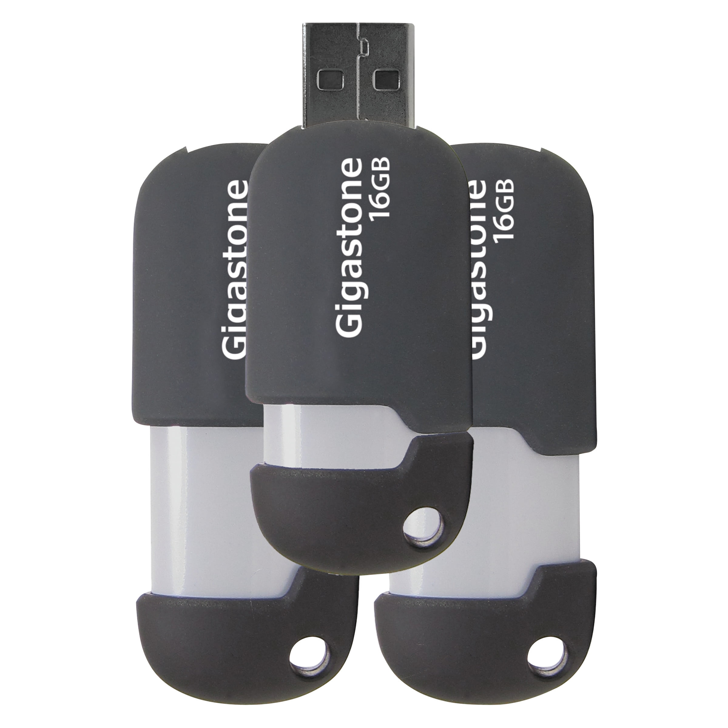 Gigastone USB Flash Drive Packs, 16GB, Black, 3/Pack