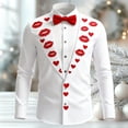 thumbnail image 2 of Mens T-Shirts Valentine's Day Print Blouses Long Sleeve Button Lapel Casual Tops for Man, 2 of 3
