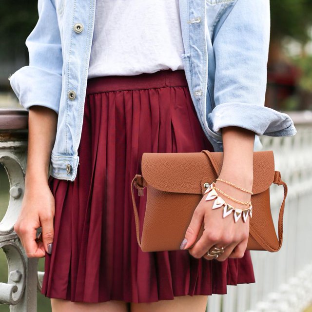 Bolso bandolera de hombro de cuero para mujer, bandolera con colgante de ciervo de Color sólido