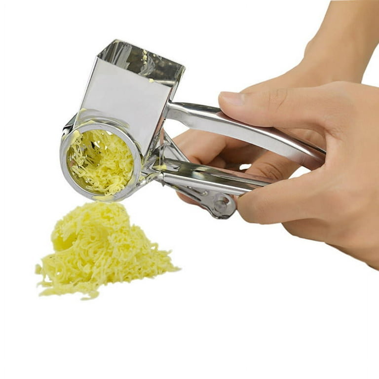 Mixfeer Stainless Steel Handheld Rotary Cheese Grater for Grating Hard  Cheese, Chocolate, and Nuts in Your Kitchen,Silver 