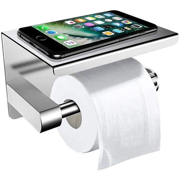 EGNMCR Toilet Paper Holder With Shelf Wall Mounted Toilet Paper