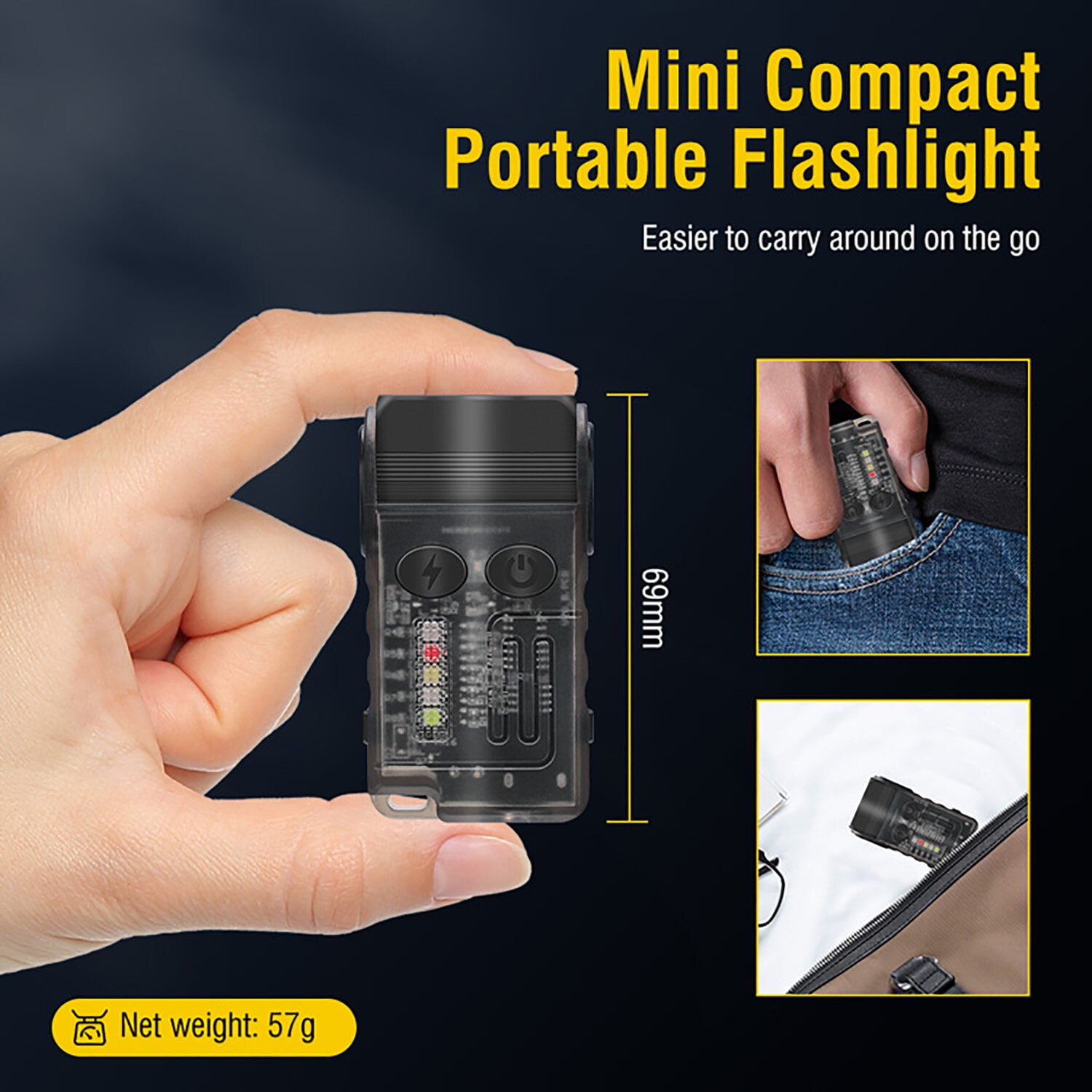 Small EDC Flashlight Powerful 1000 Lumens with Clip, Magnetic, 180 Degree Flashlights USB C Rechargeable, Waterproof Mini LED Pocket Keychain Flash Light Red Blue COB Light 13 Modes