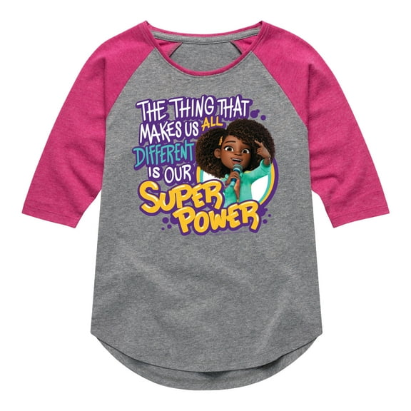 Karma's World - Our Super Power - Toddler And Youth Girls Raglan Graphic T-Shirt