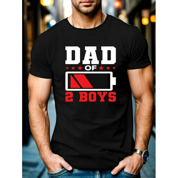 Camiseta con estampado "PAPÁ DE 2 NIÑOS", camisetas para hombre, camiseta informal de manga corta para verano