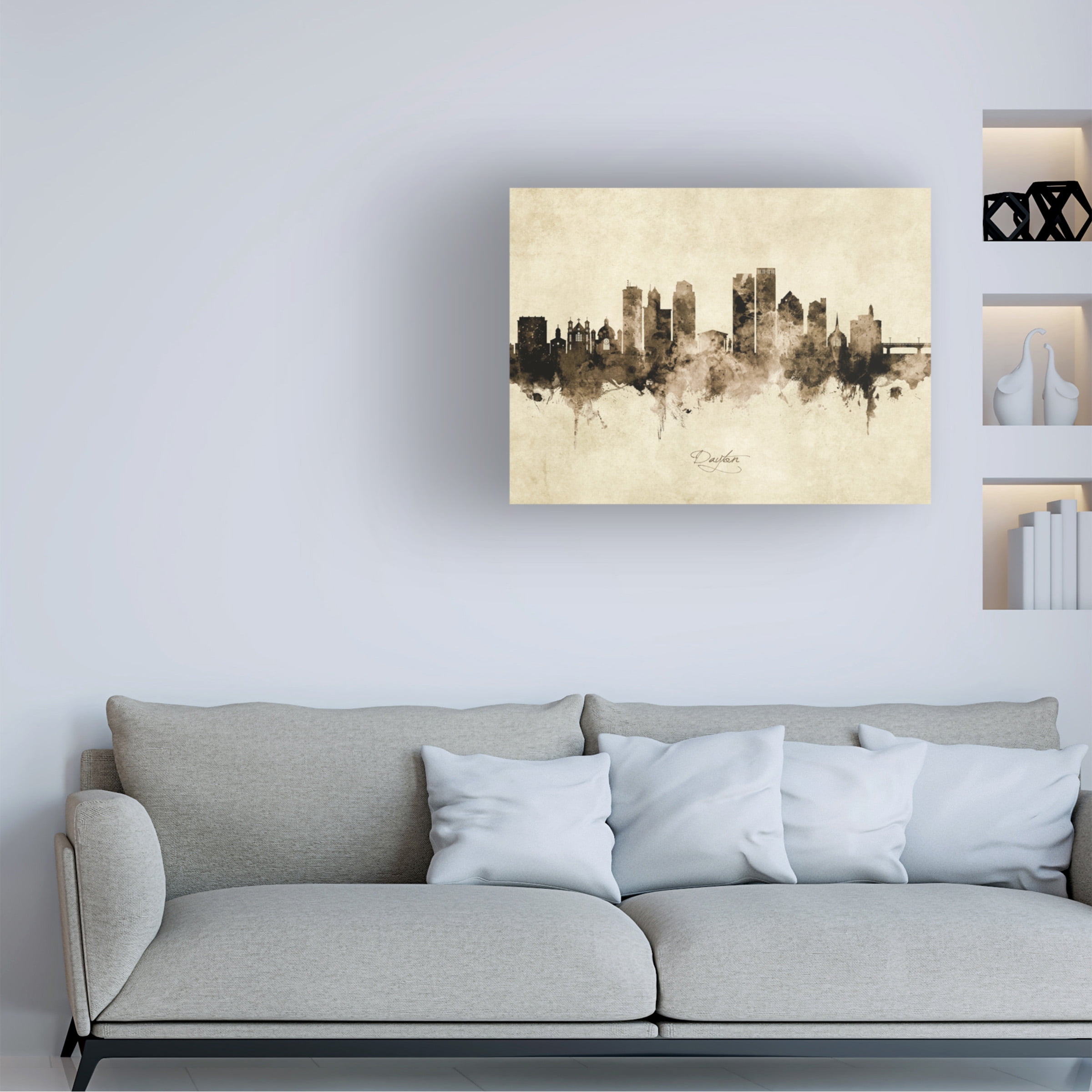 Michael Tompsett 'Dayton Ohio Skyline Vintage' Canvas Art