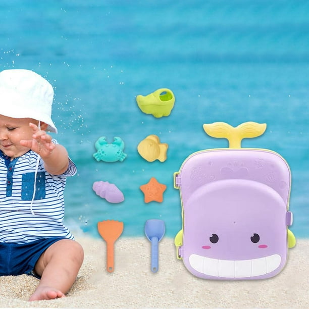Juguete de playa de arena para niños, herramienta de excavación de arena en maleta, kit de juguetes de playa para niños , accesorio de agua Púrpura