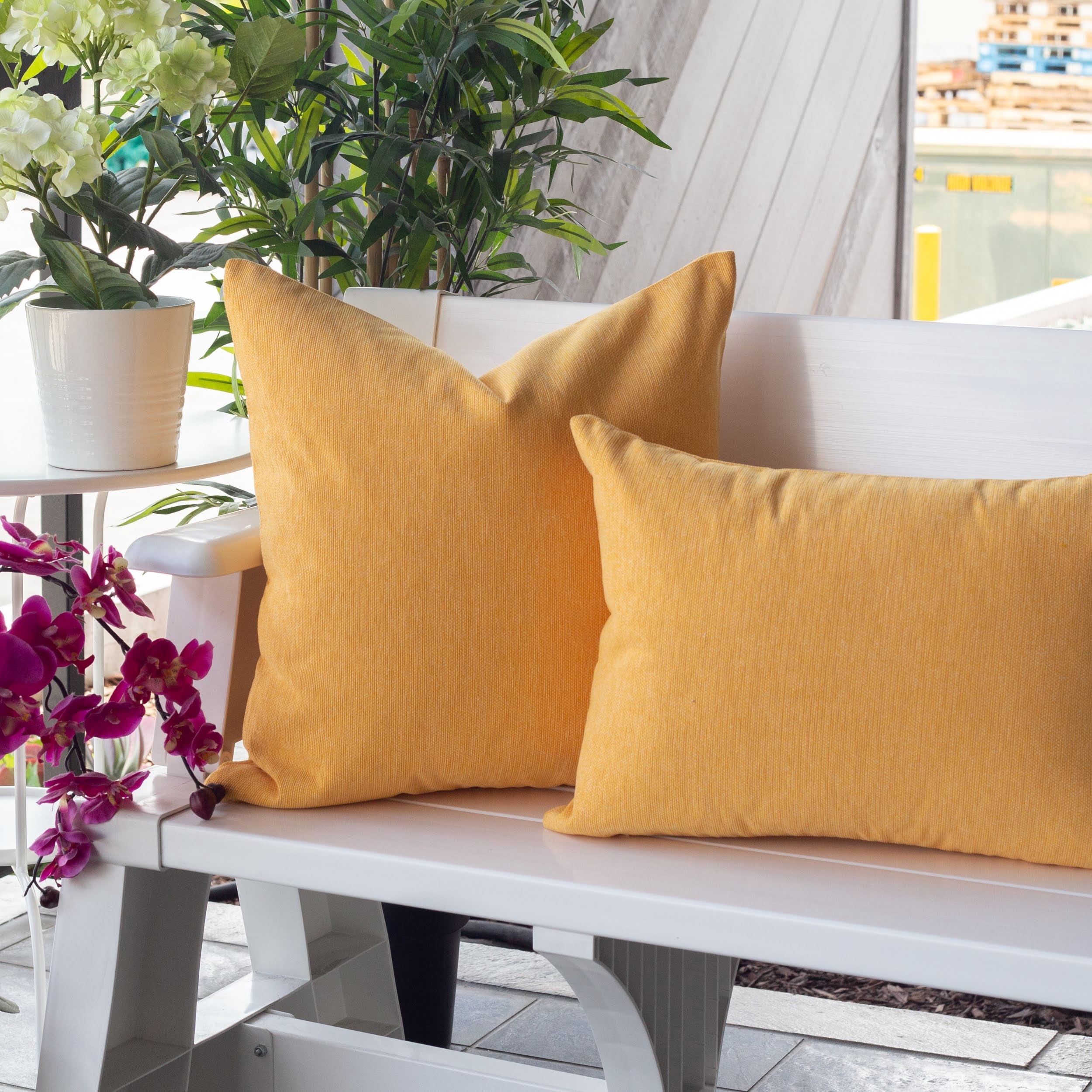 Sadie Yellow Rectangular Outdoor Throw Pillow