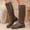 #329-Coffee, variant on Wowcloth Women's Knee-High Boots – Winter Straight-Cut Design, Solid Color Round Toe with Side Zipper, Low Block Heel for Fashion Casual Style