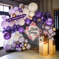 thumbnail image 3 of Kit de arco de globo morado, guirnalda de globos blancos y morados, suministros de decoración de látex para el día de San Valentín, día de la madre, cumpleaños, boda, fiesta, 3 of 4