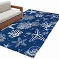 thumbnail image 2 of Navy Blue Coastal 3'x5' Washable Rug, Nautical Beach Starfish Coral Summer Non-Slip Area Rugs for Entryway Kitchen Classroom, StainResistant Dorm Throw Carpet, Low Pile Soft Indoor Floor Mat, 2 of 9