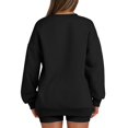 thumbnail image 4 of Black Womens Tops Women'S Solid Color Round Neck Oversized Sweatshirt Loose Fit Long Sleeve Light Sweatshirt Loose Blouse Fall Outfits for Women 2025, 4 of 4