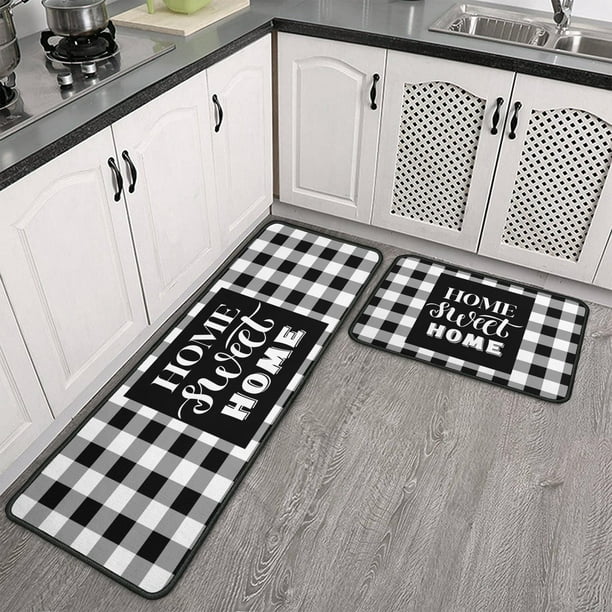 2 Pieces Buffalo Plaid Kitchen Rugs Set Sweet Home Farmhouse Decor
