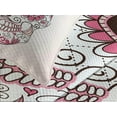 thumbnail image 4 of Ambesonne Sugar Skull Quilted Bedspread Set 3 Pcs, Mexican Ornaments, Queen Size, Pink Pale Pink White, 4 of 5