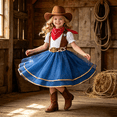thumbnail image 4 of Grblisyd Girls Western Cowgirl Costume with Kids Vest & Hat Halloween Costume Dress Up Party Outfit 1-14 Years, 4 of 5