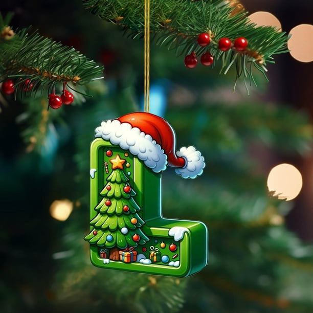 Árbol de Navidad Decoraciones Árbol de Navidad Acrílico 2D 26 Letra Colgante Regalo Decorativo Familia Fiesta de Navidad Colgante