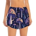 thumbnail image 3 of Uemuo Floral Hippie Mushrooms Pattern Women's Athletic Shorts High Waisted Running Shorts with Liner Pockets Gym Elastic Workout Shorts-Small, 3 of 9
