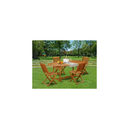 Acacia Outdoor Furniture Set - Table & 4 Folding Chairs