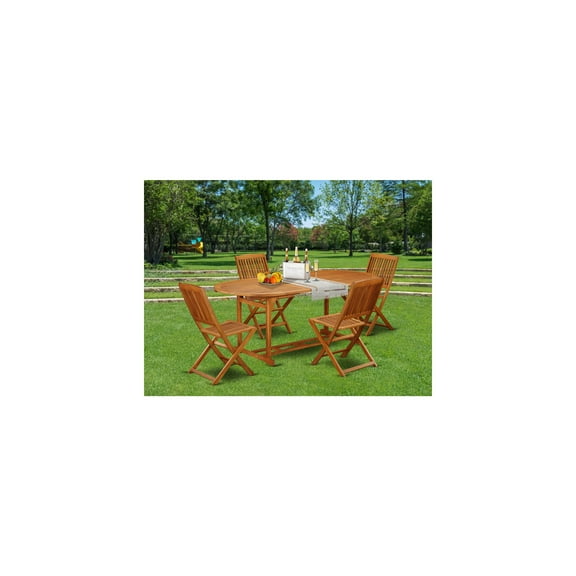 Acacia Outdoor Furniture Set - Table & 4 Folding Chairs