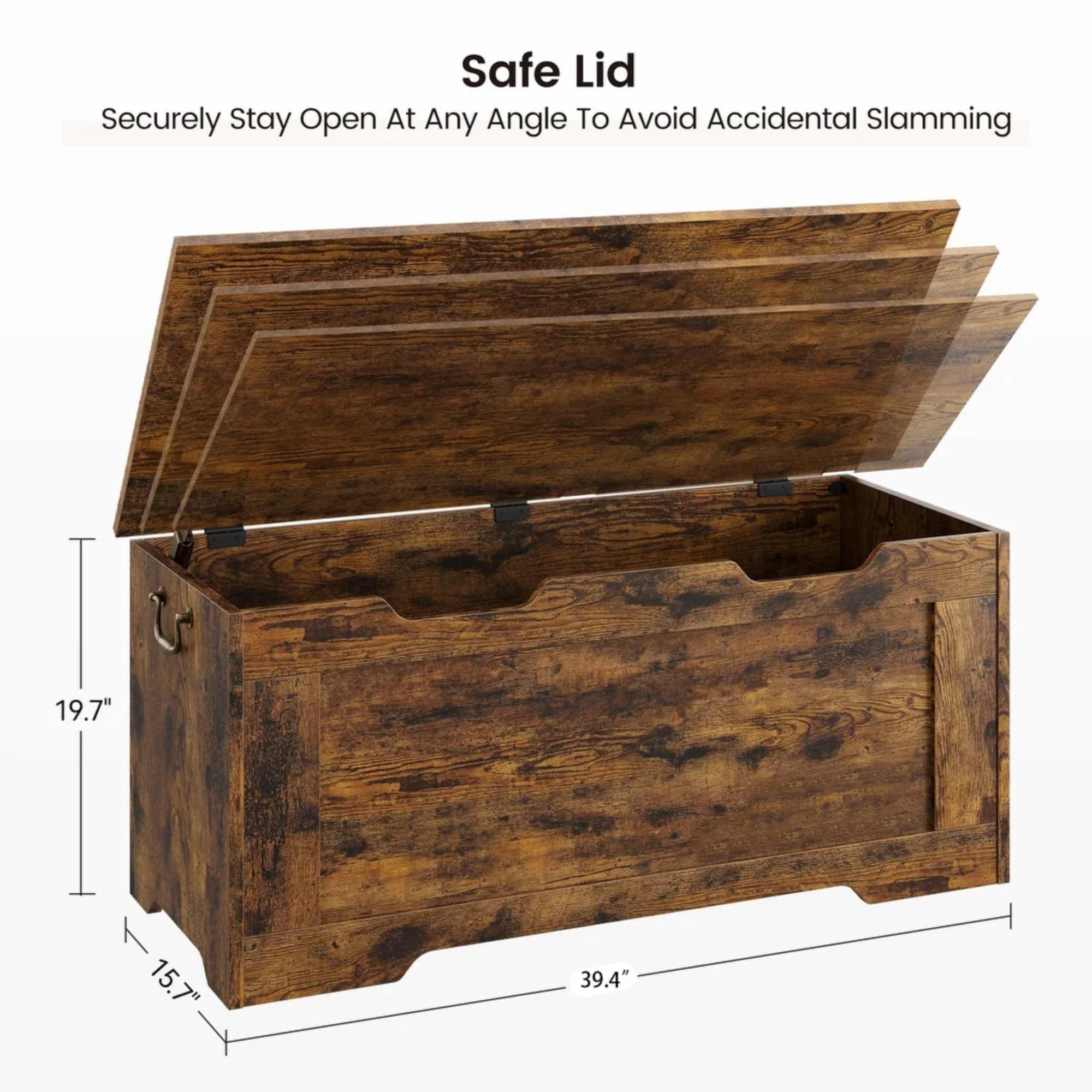 Storage Chest, 39.4" Toy Chest for Boys Girls, Kids Wood Large Toy Box, Storage Bench with Safety Hinge, Farmhouse Storage Trunk for Entryway, Living Room, Bedroom