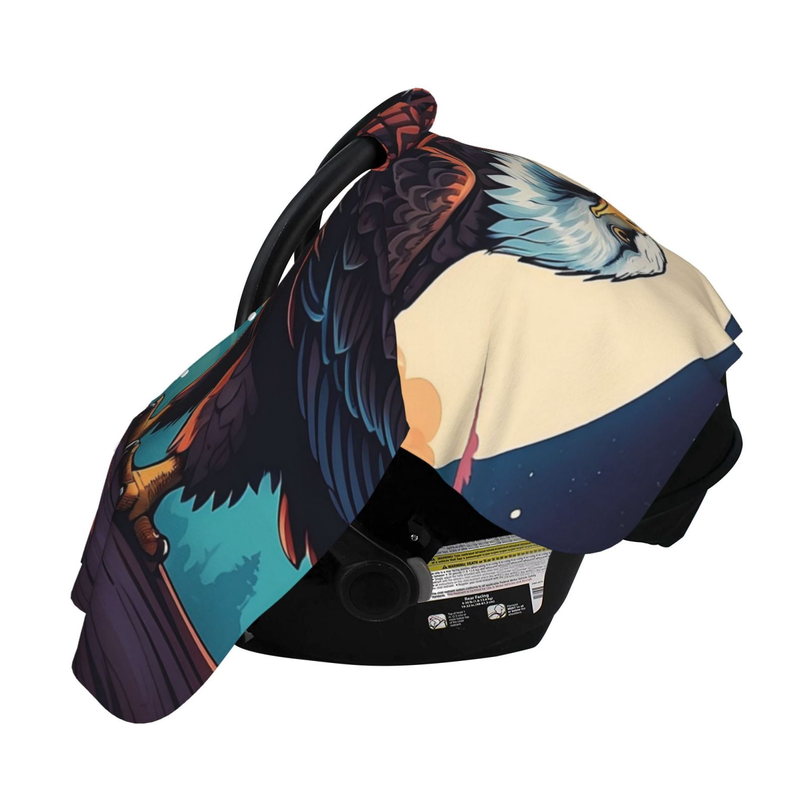 Naloa Cartoon Iceberg Bald Eagle Baby Car Seat Cover, Breathable Baby Carrier Cover, Multiuse Baby Carrier Cover & Nursing Breastfeeding Cover