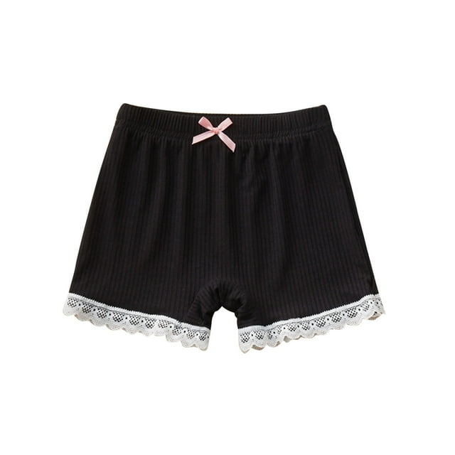 FAIWAD Girls Ribbed Shorts Lace Elastic Waist Stretchy Colorful Dance Shorts Under Dress Athletic Yoga Underpants