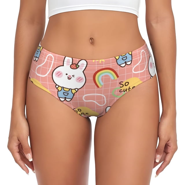 Fotbe Rabbit So Cute Calzones Estampados para Mujer – Ropa Interior de Algodón, Cómoda, Suave y Elástica-Medium