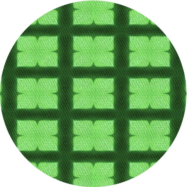 Ahgly Company Machine Washable Indoor Round Transitional Deep Emerald Green Area Rugs, 8' Round