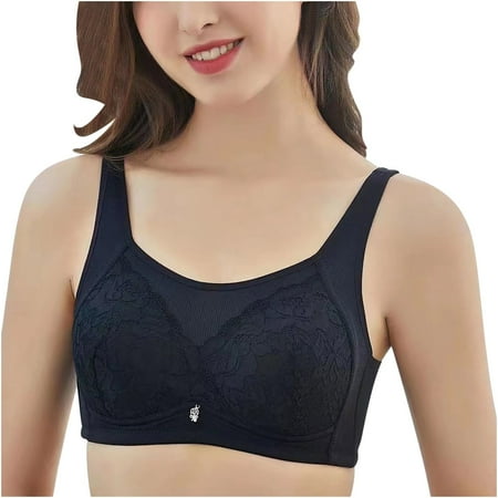 Yyeselk Women s Minimizer Bra Full Coverage Wirefree Everyday Bra Comfort Lace No Underwire Seamless Breathable Bra Black 38