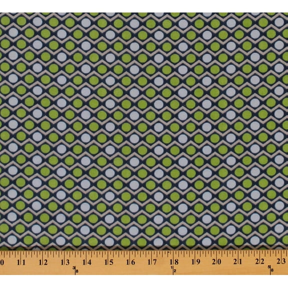 Flannel Geometric Circles Circle Chevron Grey Blue Green Flannel Fabric Print by the Yard (F2122-green)