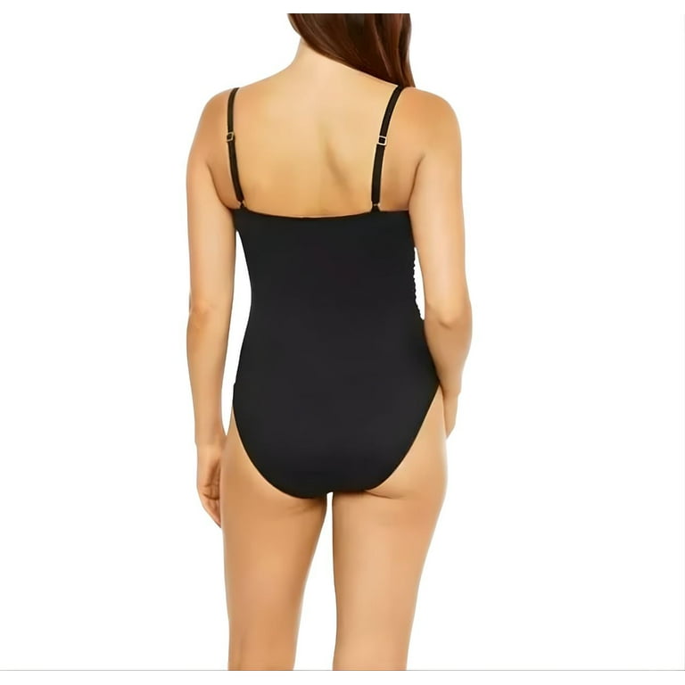 LA BLANCA Women s Square Neck One Piece Swimsuit Black 12