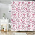 thumbnail image 2 of Valentine''s Day Shower Curtain, Romantic Love Theme Pink Little Heart Girly Bathroom Curtain Home Decor Waterproof Fabric Machine Washable with 12 Hooks, 2 of 6
