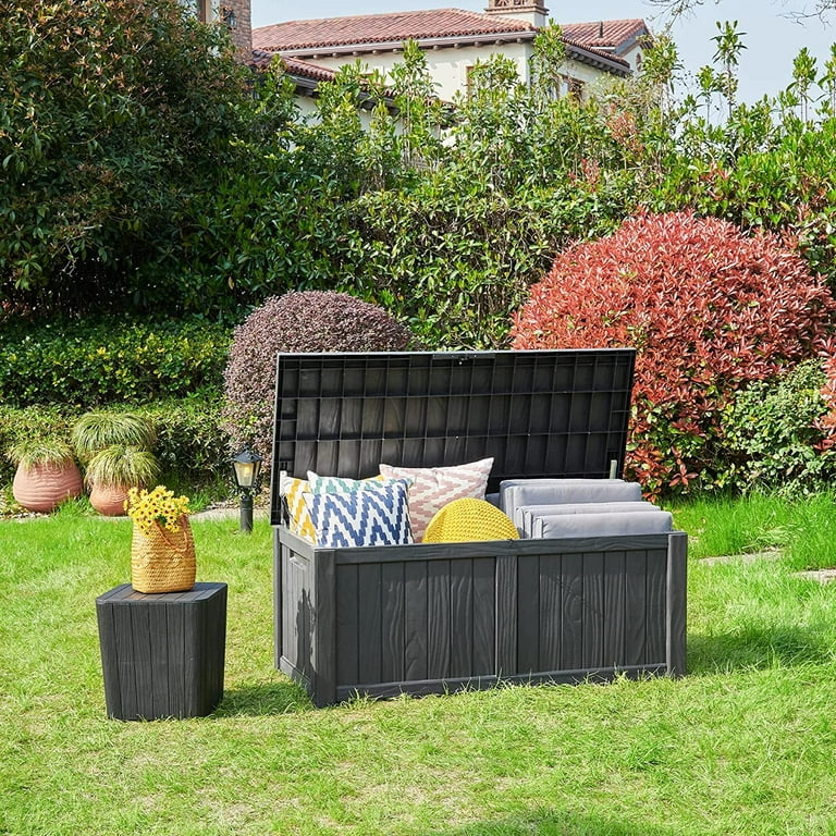 Dextrus Super-Sized 230 Gallon Outdoor Storage Deck Box for Patio  Furnishings, Outdoor Pillows, Yard Implements and Sports/Aquatic Gear,  Resistant to Weather, Lockable (Black) 