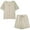Beige, variant on Scyoekwg Lounge Sets for Women 2 Piece Cotton Linen Loose Solid Color Trendy Short Sleeve Round Neck Tops Shorts Sweatsuits Sets Casual Outfits (Beige,M)