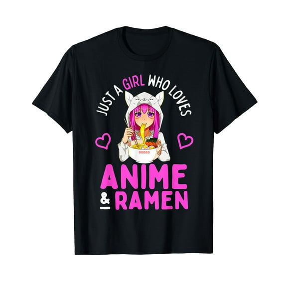 Just a Girl Who Loves Anime and Ramen Bowl Japanese Girls T-Shirt
