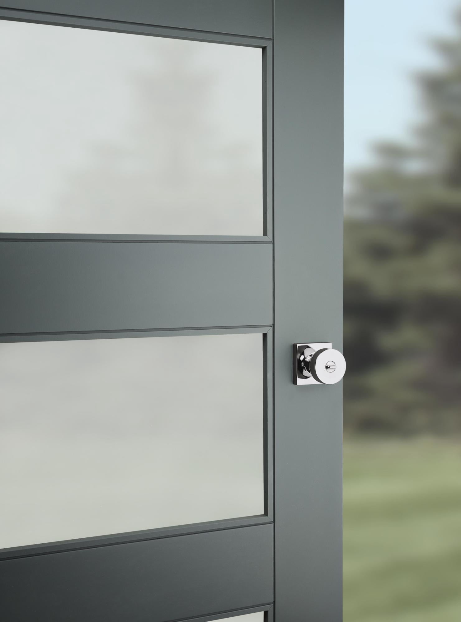Pismo Square Keyed Entry Knob featuring SmartKey Security in Satin Nickel