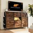 thumbnail image 4 of Ataucjin Fabric Dresser For Bedroom With Power Outlets And LED Lights 14 Drawers Dresser Chests Of Drawers With Side Pocket TV Stand Entertainment Center With Open Shelf For Closet Entryway, 4 of 9
